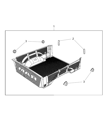 2018 Ram 1500 Bedliner, Under Rail Diagram