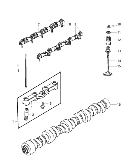 2007 Dodge Ram 3500 Camshaft And Tappets And Valves Diagram 1