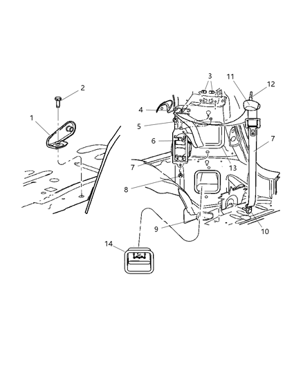 2007 Chrysler Pacifica Cup-Seat Belt RETRACTOR Diagram for 4680537AC