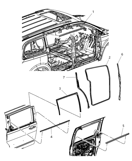 2013 Dodge Grand Caravan Weatherstrips - Sliding Door Diagram