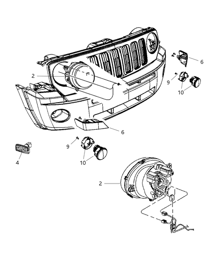 2007 Jeep Patriot Lamps, Front Diagram