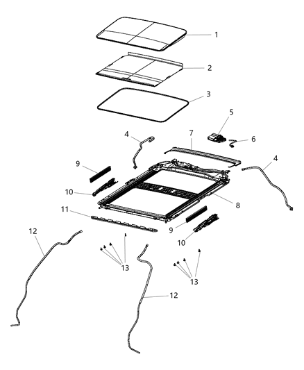 2020 Dodge Challenger Sunroof & Related Parts Diagram