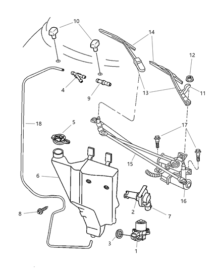 1997 Chrysler Sebring Windshield Wiper & Washer System Diagram