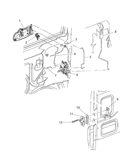 1999 Dodge Durango Door, Front Lock & Controls Diagram