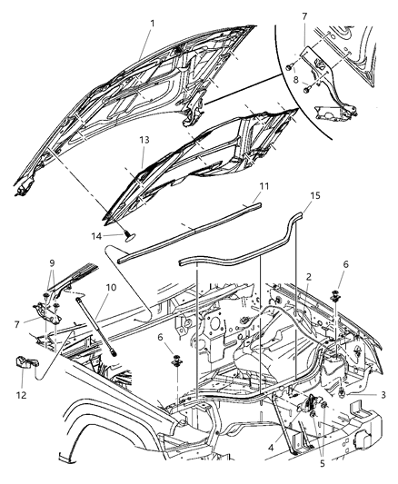 2007 Jeep Grand Cherokee WEATHERSTRIP-Hood To PLENUM Diagram for 55396863AA