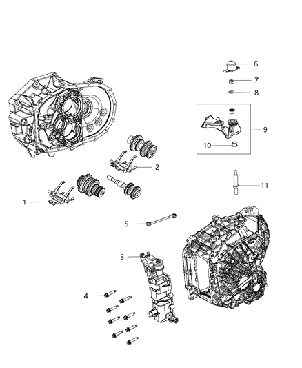 2016 Jeep Cherokee Shift Forks & Rails Diagram