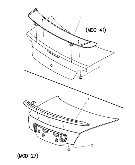 2005 Chrysler Sebring Spoiler-Rear Air Dam Diagram for WF68SW1AC