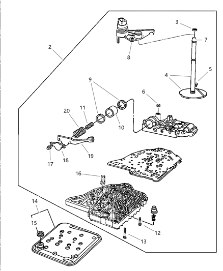 2001 Chrysler Sebring Sedan & Convertible Valve Body Diagram