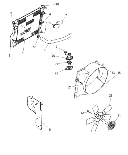 2000 Dodge Dakota Radiator & Related Parts Diagram 2