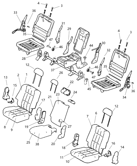 2004 Dodge Durango HEADREST-Rear Diagram for ZS251D5AA