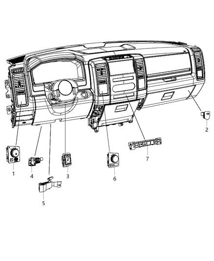 2012 Ram 1500 Switches - Instrument Panel Diagram