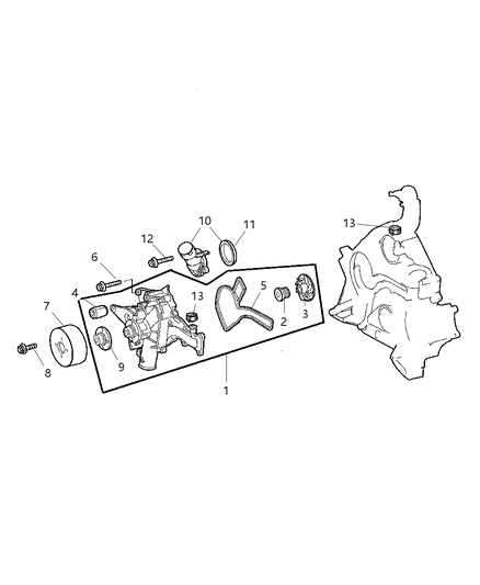 2005 Chrysler Crossfire Water Pump Diagram for 5102893AA