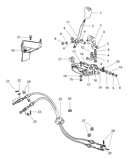 1999 Chrysler Sebring Gear Shift Controls Diagram