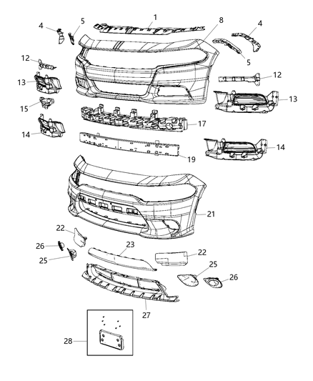 2020 Dodge Charger Fascia, Front Diagram 1