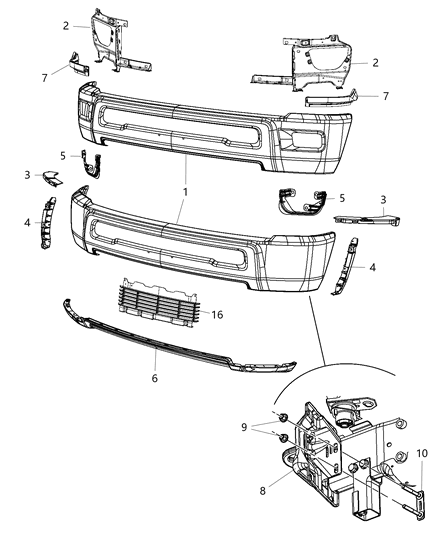 2018 Ram 3500 Front Bumper Diagram