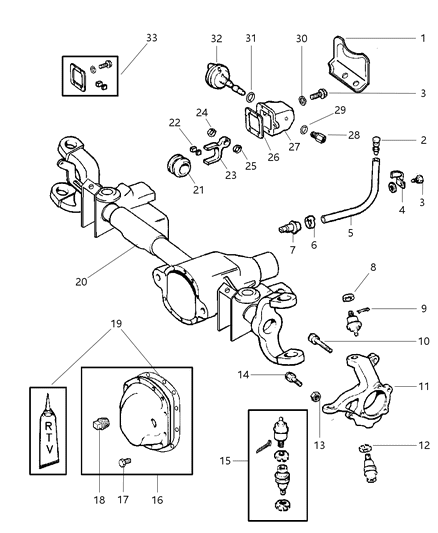 1998 Dodge Ram 1500 Front Axle Housing Diagram