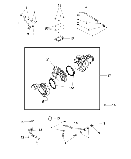 2010 Dodge Ram 3500 Turbocharger & Oil Lines/Hoses Diagram