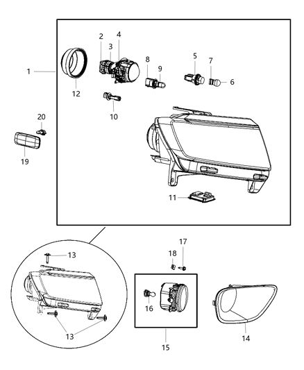 2013 Jeep Grand Cherokee Front Fog Lamp Diagram for 68187871AA