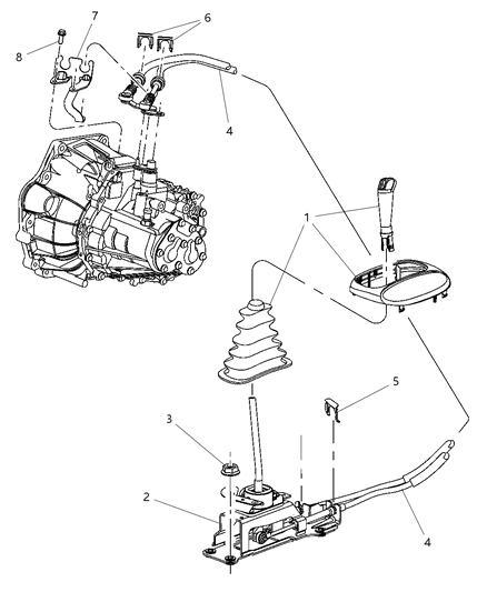 2002 Dodge Stratus Sedan Gear Shift Controls Diagram