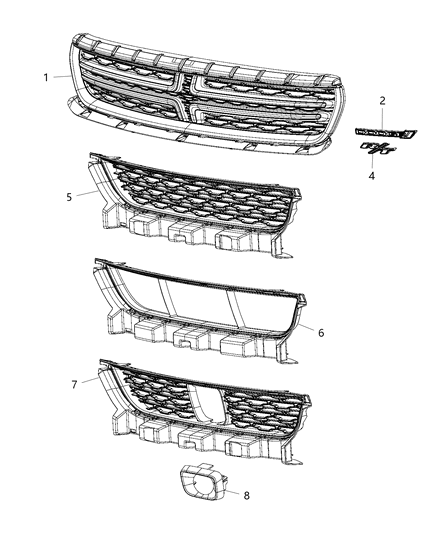 2017 Dodge Charger Grilles & Related Items Diagram 1