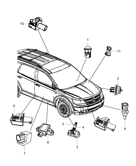 2012 Dodge Journey Sensor Ki-SAFING Diagram for 68238432AB