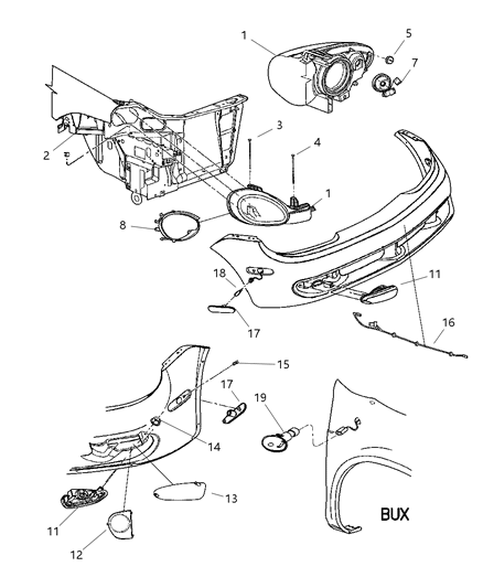 2005 Dodge Neon Electrical Head Lamp Diagram for V7108509AA
