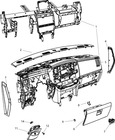 2008 Dodge Ram 2500 Latch-GLOVEBOX Door Diagram for 5JM53ZJ8AE