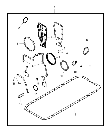 2007 Dodge Ram 2500 Timing Case Cover Diagram for 5086724AA