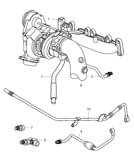 2001 Dodge Stratus Turbo Oil Feed & Water Lines Diagram