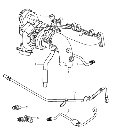 2001 Chrysler Sebring Sedan & Convertible Turbo Oil Feed & Water Lines Diagram