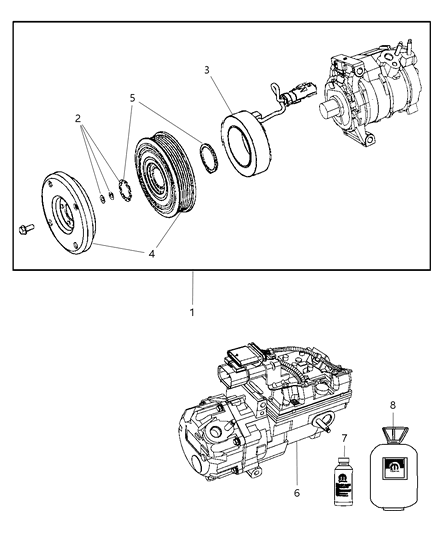 2009 Chrysler Aspen PULLEY-A/C Compressor Diagram for 68050639AA