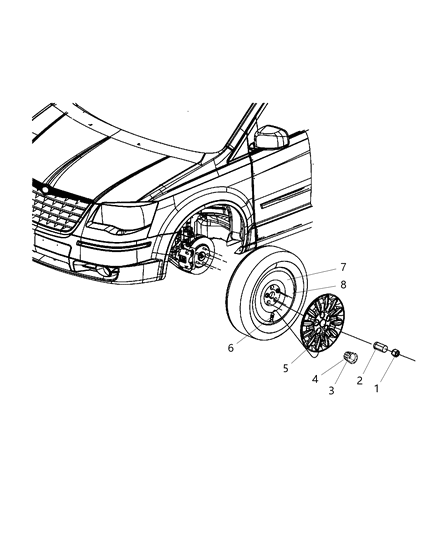 2008 Dodge Grand Caravan Wheels & Hardware Diagram