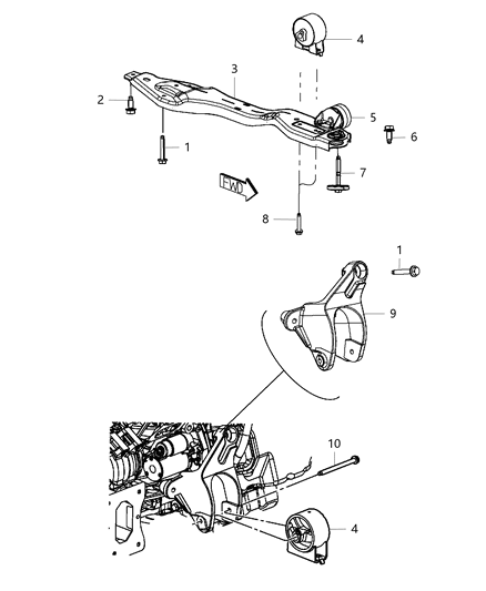 2011 Dodge Grand Caravan Bracket-Engine Mount Diagram for 4809939AF