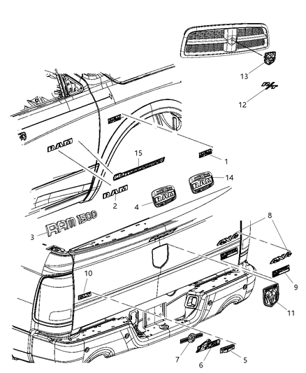 2012 Ram 1500 NAMPLATE Diagram for 68165751AA