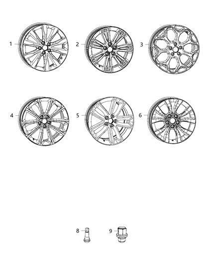 2018 Chrysler 300 Aluminum Wheel Diagram for 5PK08AAAAB