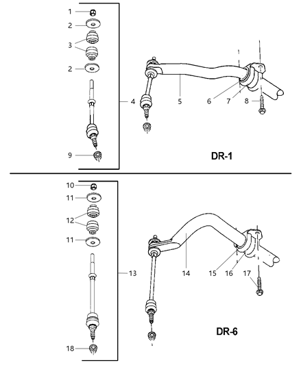 2002 Dodge Ram 1500 Link-SWAY Bar Diagram for 5072935AB