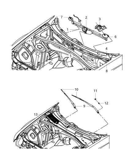 2014 Dodge Charger Wiper System Front Diagram