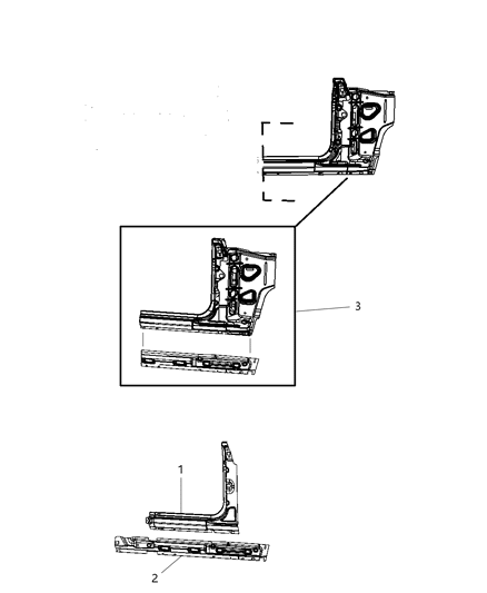 2009 Jeep Wrangler Panel Kit-Body Side Aperture Front Diagram for 68003227AC