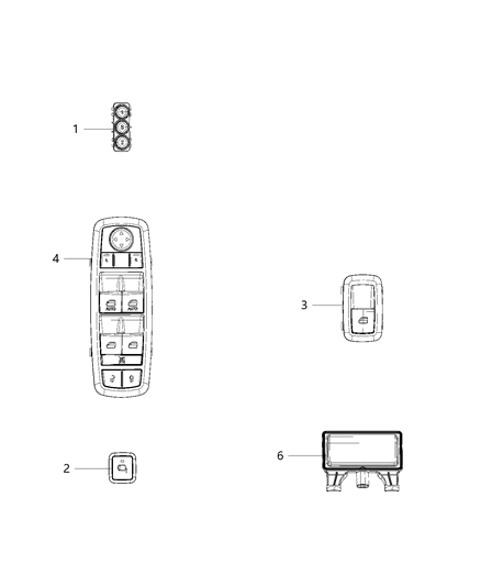 2020 Ram 3500 Switches, Doors, Mirrors And Liftgate Diagram