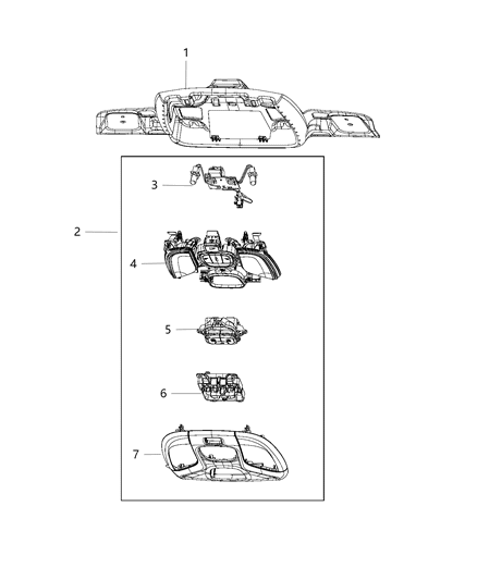 2021 Jeep Compass Bezel-Overhead Console Diagram for 5ZV57DX9AB