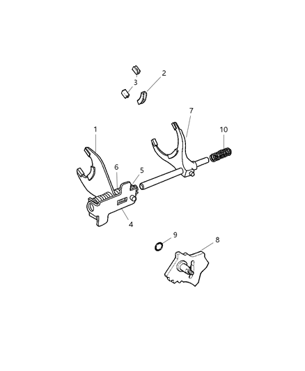 2008 Dodge Dakota Fork-Transfer Case Mode Shift Diagram for 5080533AB