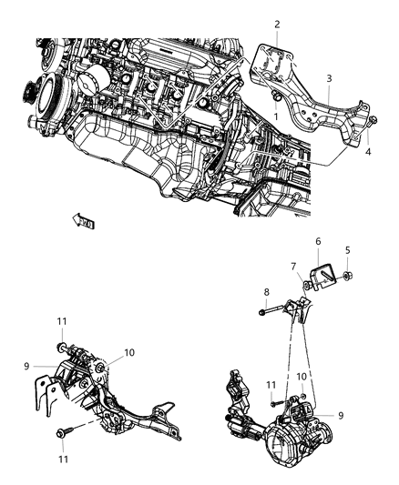 2012 Ram 1500 Bracket-Engine Mount Diagram for 5147135AB