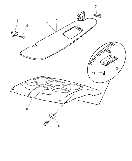 2002 Dodge Ram 3500 Visor Diagram for 5ES00TL2AF