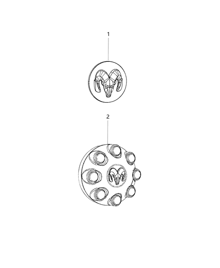 2020 Ram 3500 Cab Chassis(<10K lb.) Wheel Covers & Center Caps Diagram