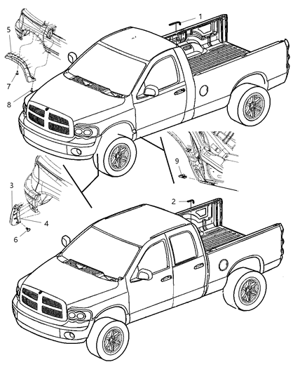 2009 Dodge Ram 4500 Molding-Wheel Opening Flare Diagram for 55277318AB