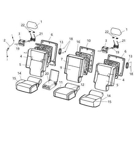 2008 Jeep Commander Seat Back-Rear Diagram for 1JP391DVAA