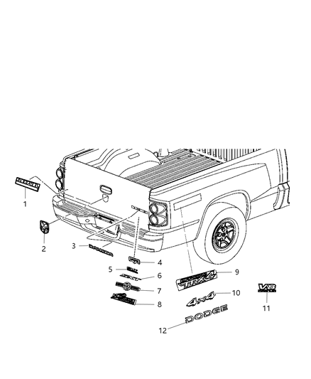 2010 Dodge Dakota Decal Diagram for 68001733AA