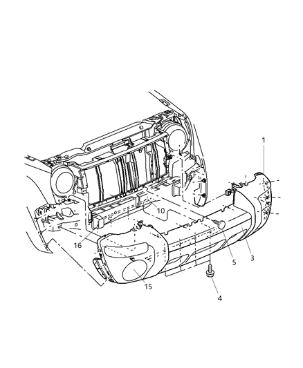 2003 Jeep Liberty Bumper, Front Diagram