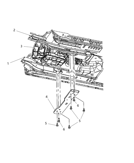 2006 Jeep Liberty Crossmember, Transmission Support Diagram