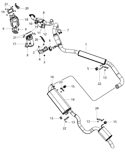 2011 Dodge Grand Caravan Exhaust Manifold And Catalytic Converter Diagram for 68036150AE